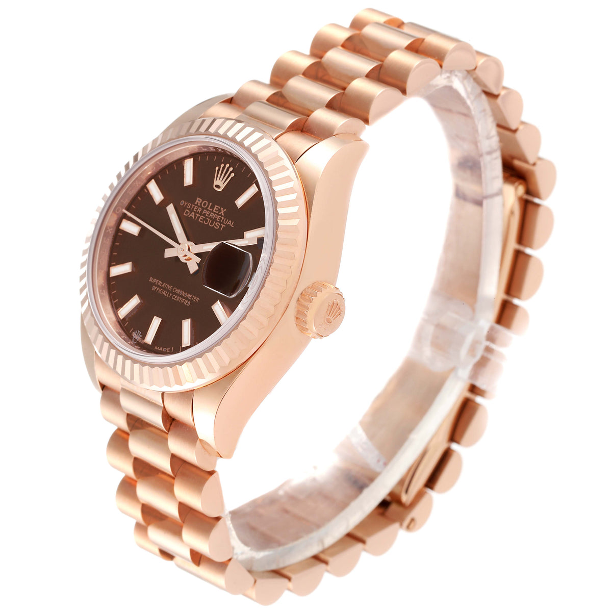 【1:1 Super Clone】 Lady-Datejust 28mm 279175 Chocolate Dial President Everose Gold