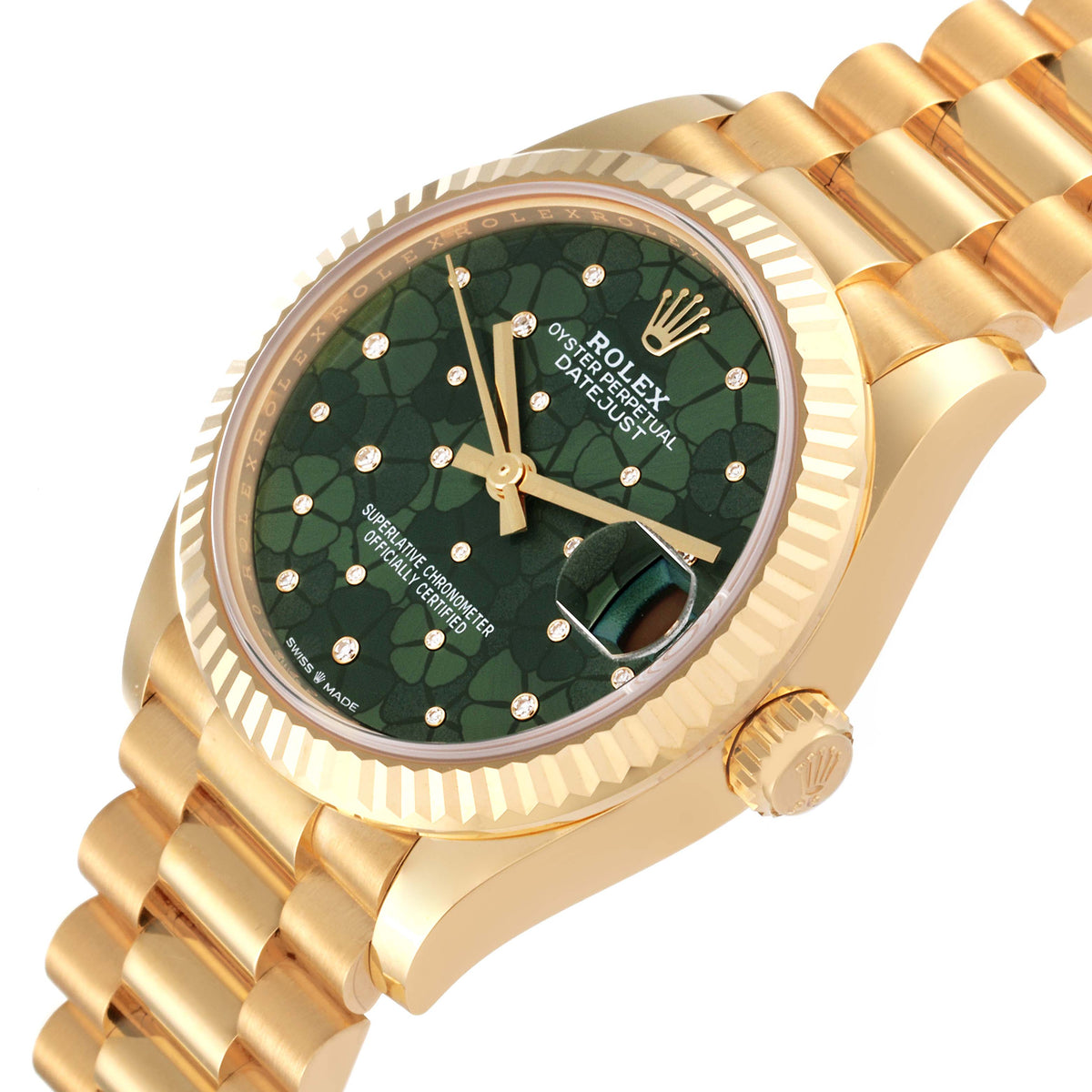 【1:1 Super Clone】 Datejust m278278-0046 Olive Green Floral Motif 31mm President Bracelet Watch