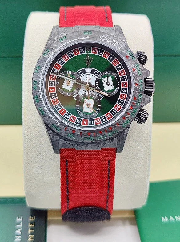 【1:1 Super Clone】Rolex Cosmograph Daytona DIW Carbon Lucky Player Casino Super Clone Swiss Replica Watch | Custom Made Limited Edition |
