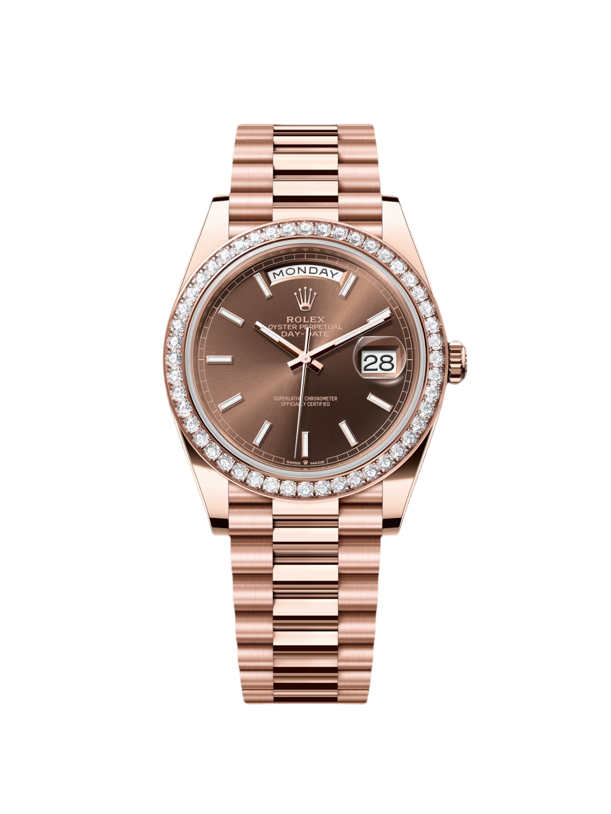 【1:1 Super Clone】   Day-Date 40mm Chocolate Dial and Diamond Bezel 228345rbr-0024