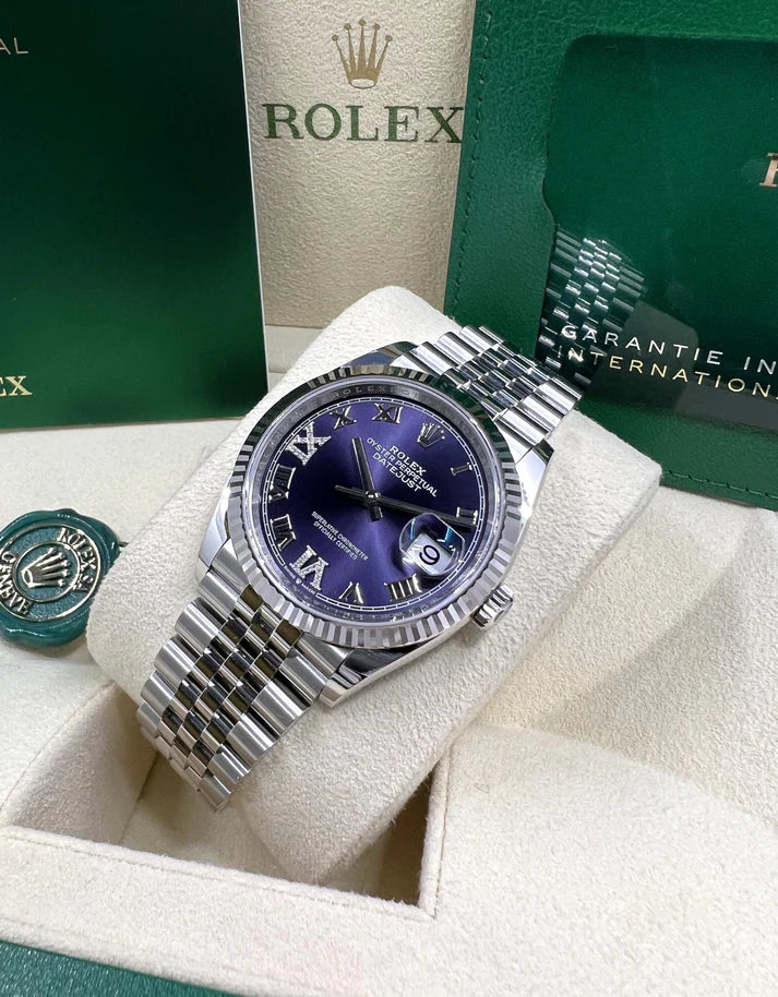 【1:1 Super Clone】  Datejust 36mm 126234 Datejust Aubergine Purple Diamond Roman Oyster Stainless Steel