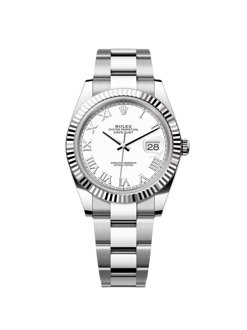 【1:1 Super Clone】  Datejust 41mm 126334 White Roman Oyster Stainless Steel Mens Watch