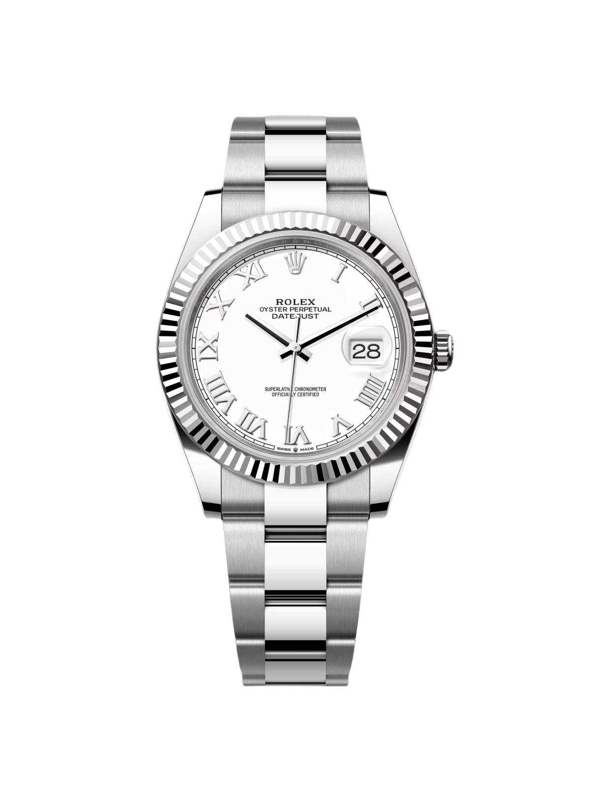 【1:1 Super Clone】  Datejust 41mm 126334 White Roman Oyster Stainless Steel Mens Watch