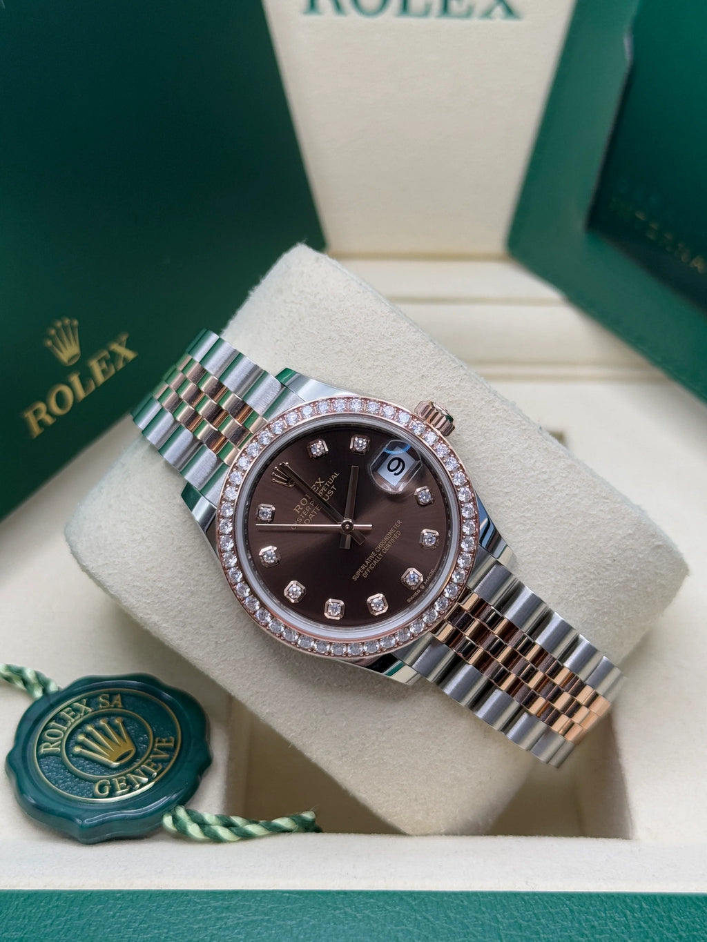 【1:1 Super Clone】 Datejust m278381-0027/0028 Chocolate Diamond 31mm Dial Diamond-Set Bezel and Oyster Bracelet Watch