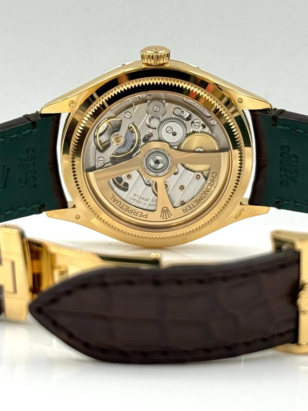 【1:1 Super Clone】Rolex 1908 Yellow Gold White Dial Brown Alligator Strap - 52508-0006