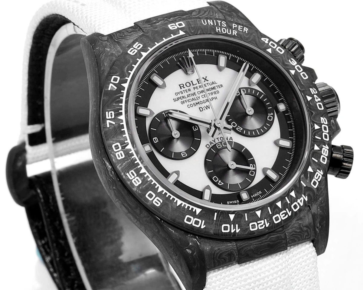 【1:1 Super Clone】Rolex Cosmograph Daytona DIW Cream Carbon 40mm Replica 1:1 – Top Quality Version