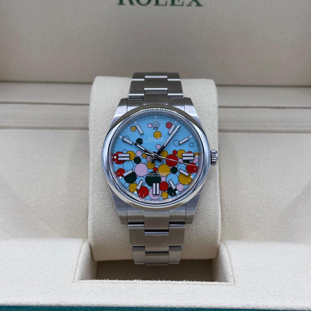 【1:1 Super Clone】 124300-0008 Oyster Perpetual 41mm Turquoise blue Celebration Dial