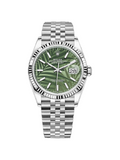 【1:1 Super Clone】  Datejust 36mm 126234 Olive Green Palm Motif Dial Jubilee Stainless Steel Watch