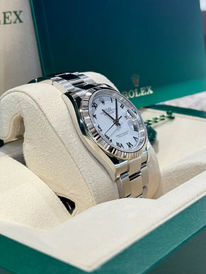 【1:1 Super Clone】  Datejust 36mm 126234 White Roman Dial Oyster Stainless Steel Mens