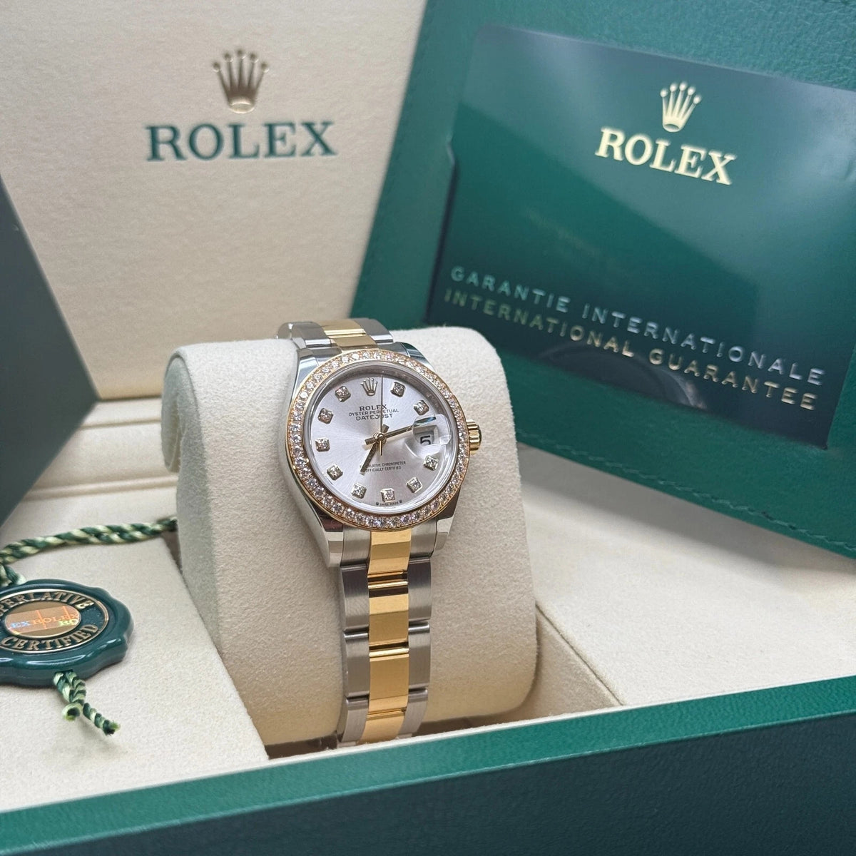 【1:1 Super Clone】 Lady-Datejust 28mm 279383RBR Silver Diamond Dial Yellow Rolesor Oyster Bracelet