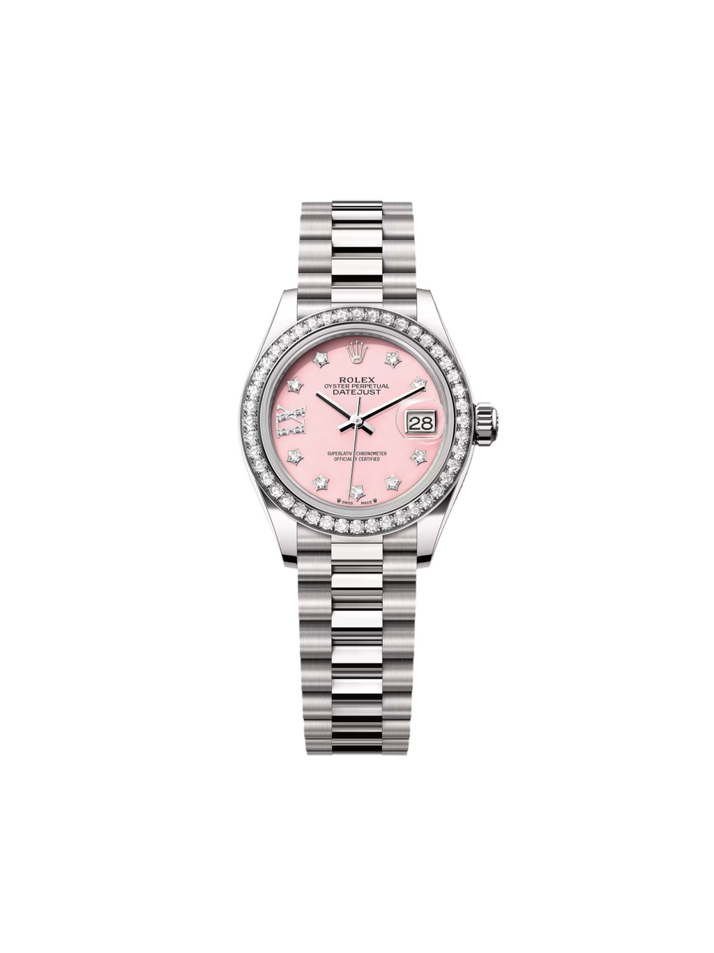 【1:1 Super Clone】 Lady-Datejust 28mm 279139RBR Pink Opal Diamond Dial and Diamond Bezel White Gold Bracelet