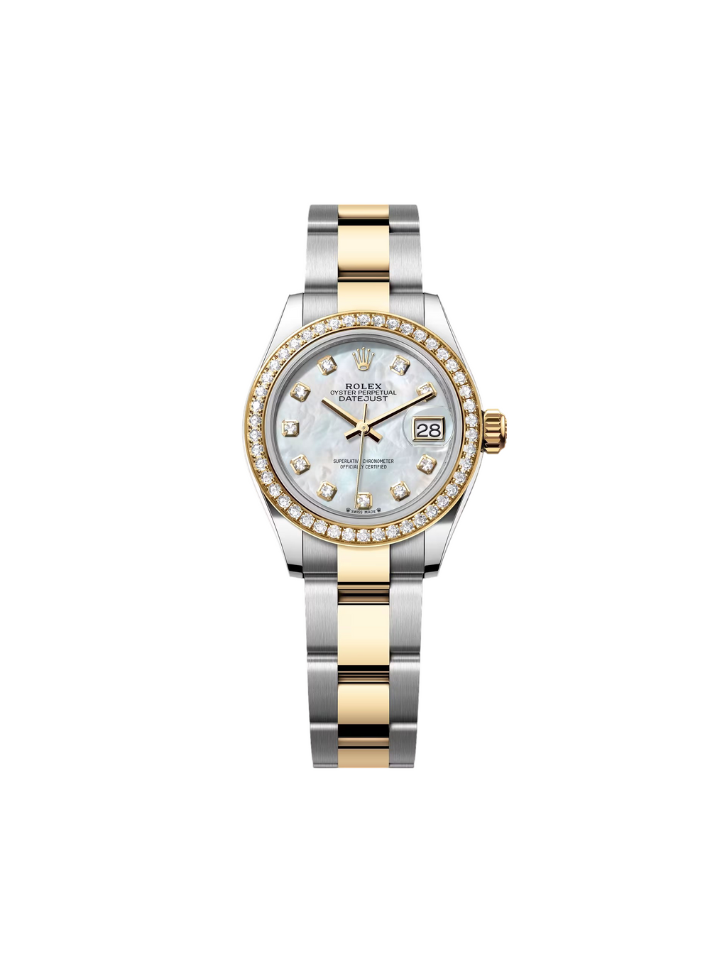 【1:1 Super Clone】 Lady-Datejust 28mm 279383RBR Mother-of-Pearl Dial Yellow Rolesor Oyster Bracelet