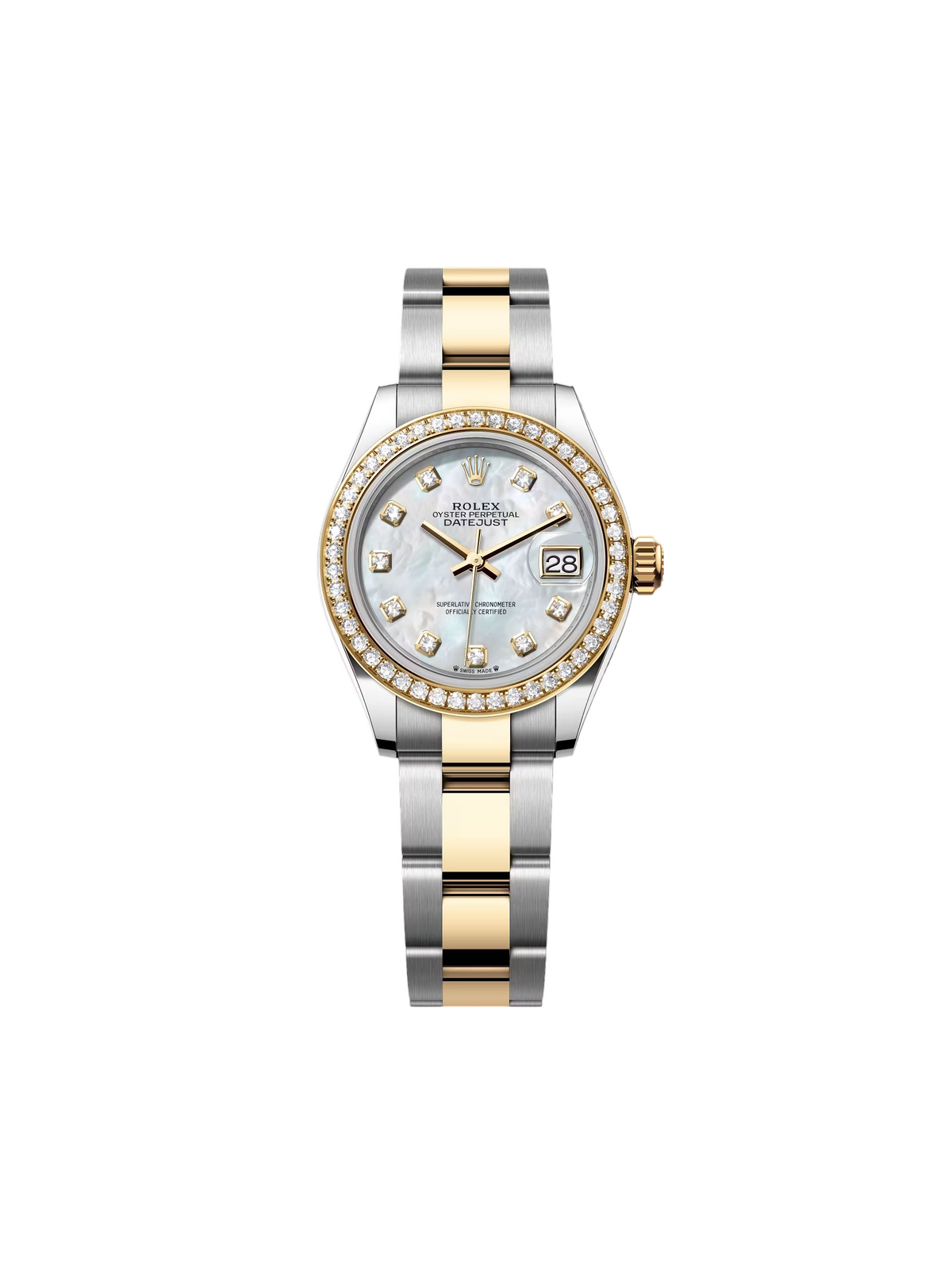 【1:1 Super Clone】 Lady-Datejust 28mm 279383RBR Mother-of-Pearl Dial Yellow Rolesor Oyster Bracelet