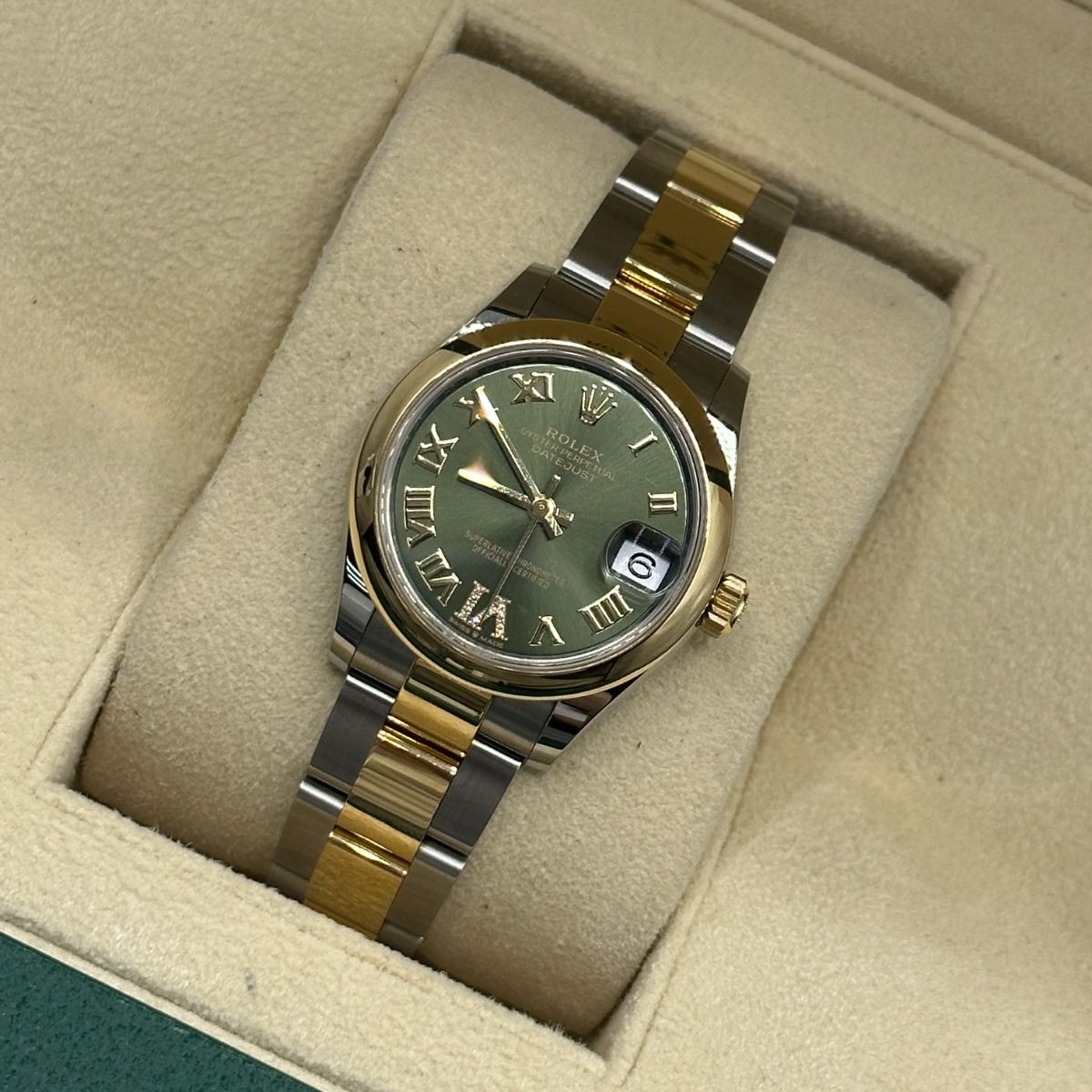 【1:1 Super Clone】 Datejust m278243-0015/0016 31mm Olive Green Dial Yellow Rolesor Oyster Watch