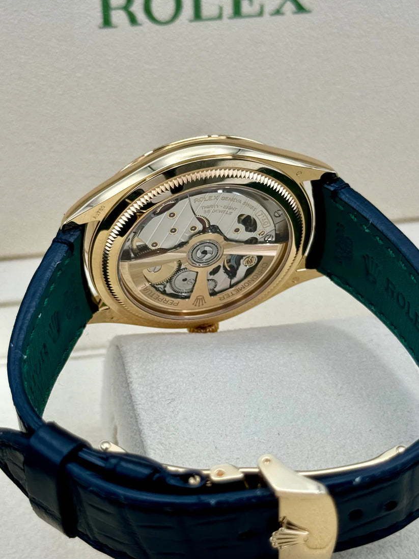 【1:1 Super Clone】Rolex 1908 Yellow Gold Black Dial Black Alligator Strap - 52508-0002