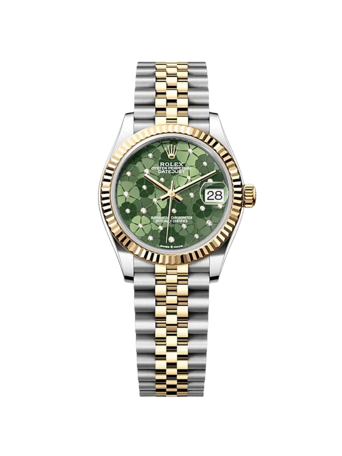 【1:1 Super Clone】 Datejust m278273-0031/0032 31mm Olive Green Floral Motif Dial Stainless Steel and Yellow Gold Oyster Watch
