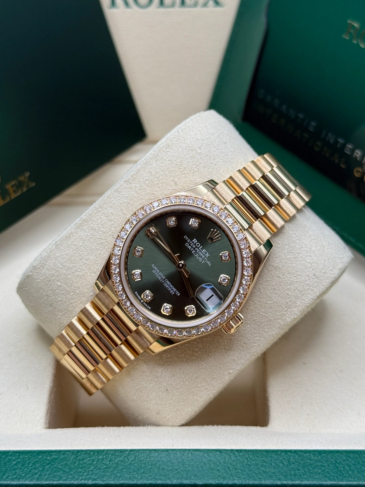 【1:1 Super Clone】 Datejust m278288RBR-0007 Olive Green 31mm Dial President Bracelet Watch