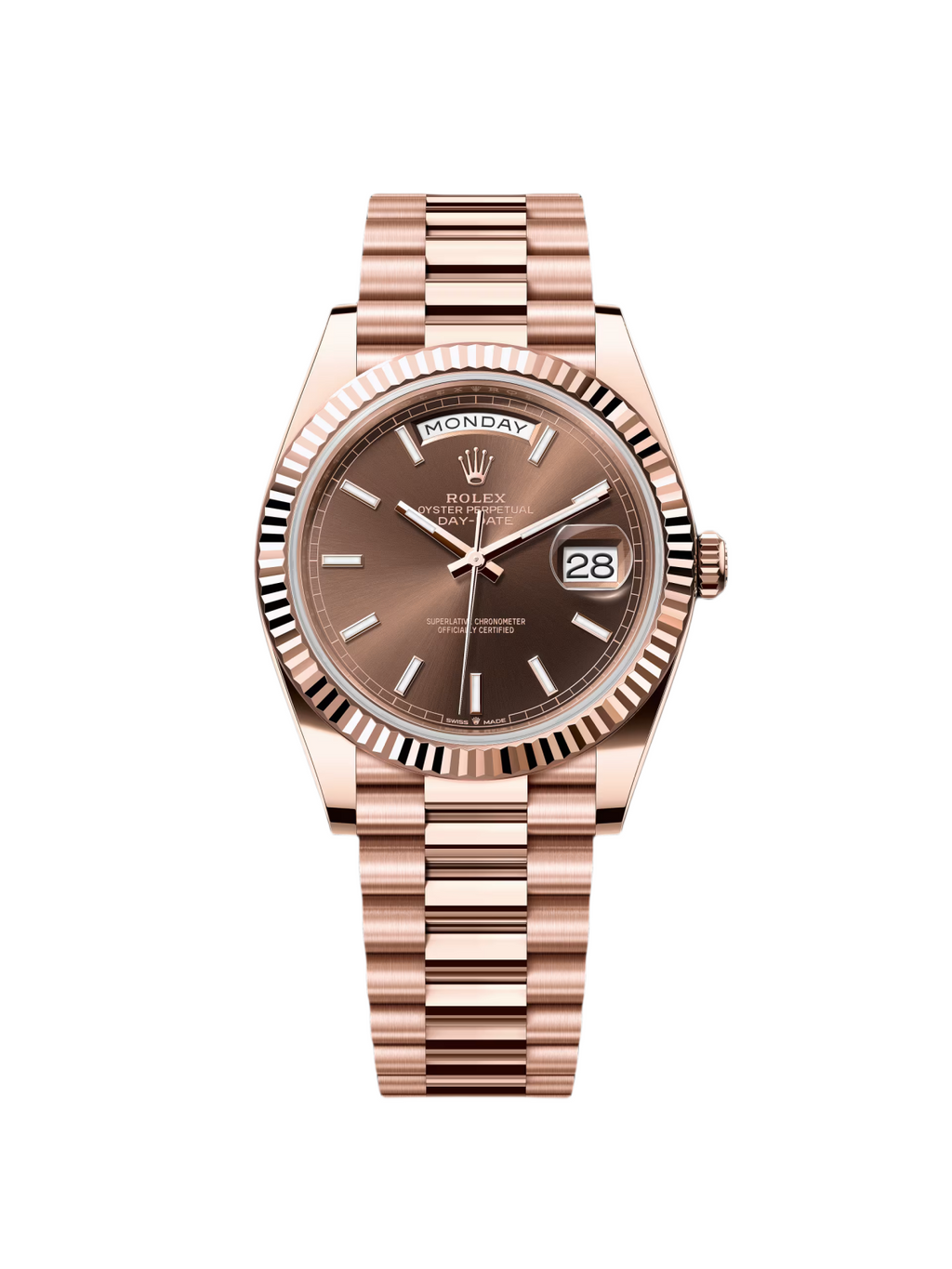 【1:1 Super Clone】  Day-Date "President" 40mm Everose Gold Chocolate Index Dial - 228235