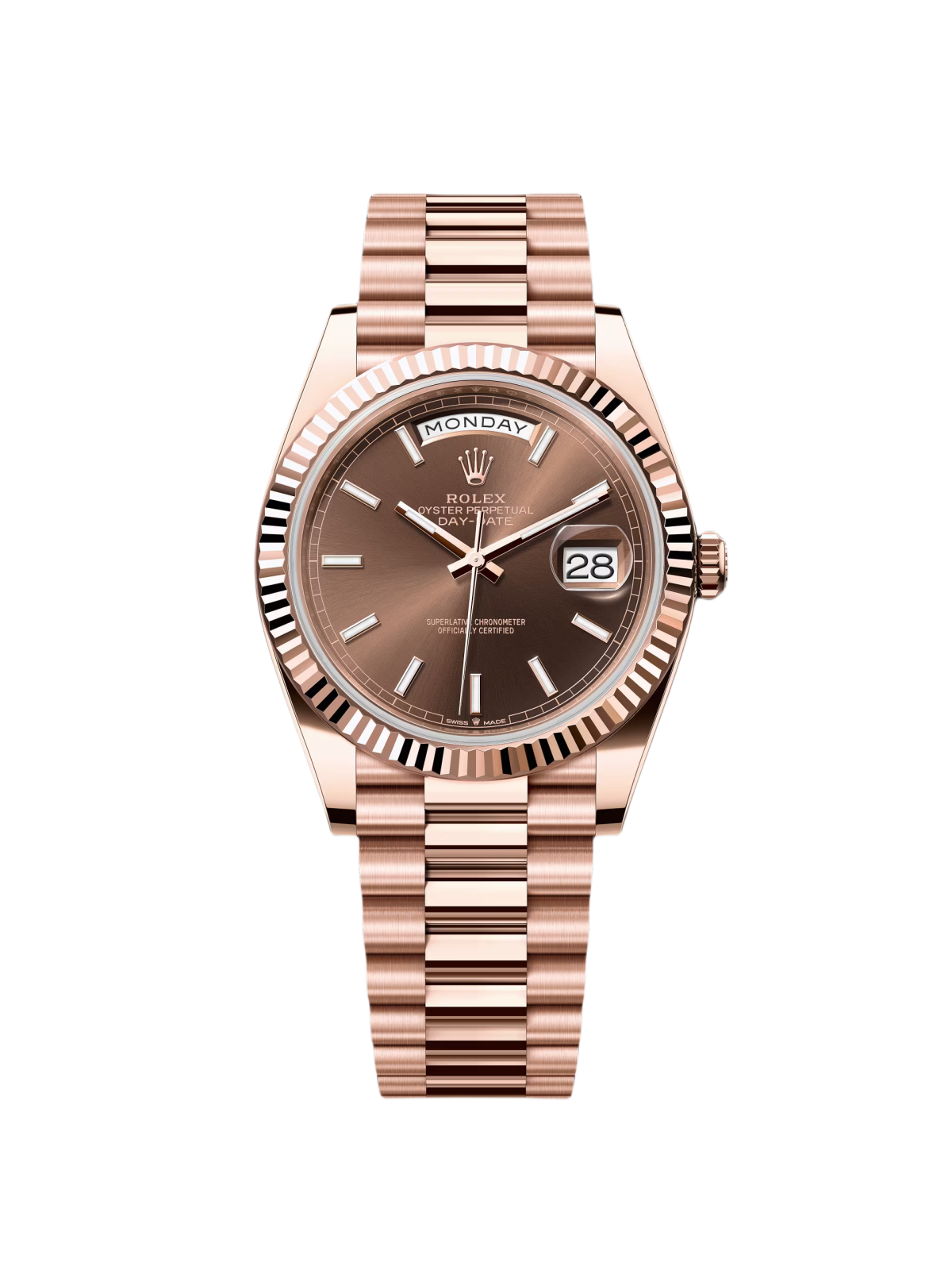 【1:1 Super Clone】  Day-Date "President" 40mm Everose Gold Chocolate Index Dial - 228235
