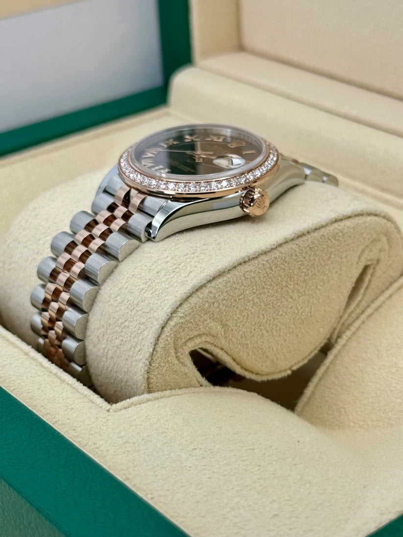 【1:1 Super Clone】 Datejust m278381-0005/0006 Chocolate Roman Diamond 31mm Dial Diamond-Set Bezel and Oyster Bracelet Watch