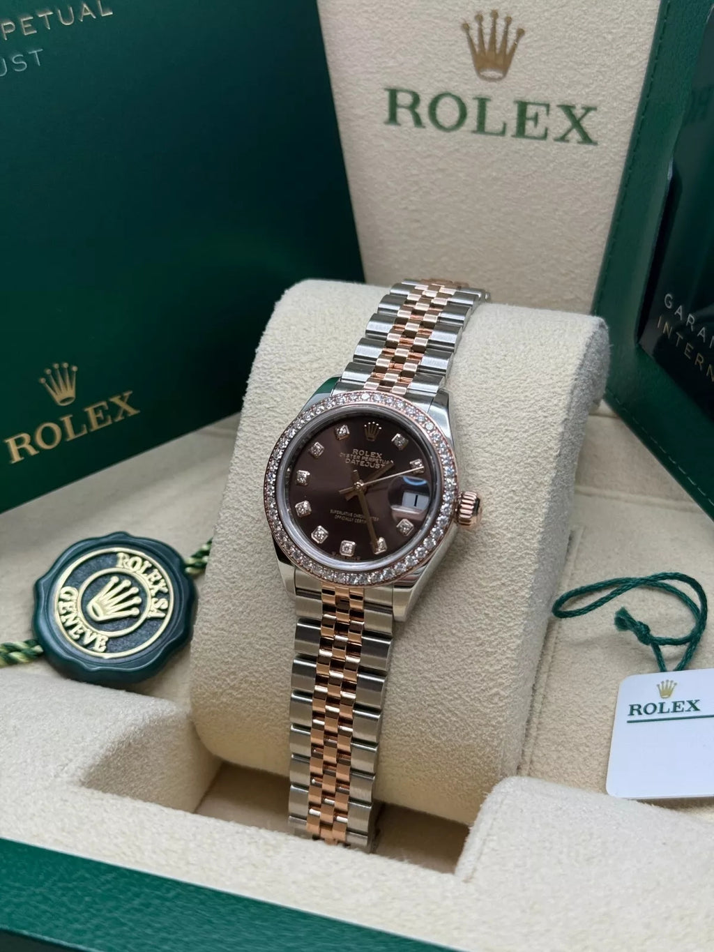 【1:1 Super Clone】 Lady-Datejust 28mm 279381RBR Chocolate Diamond Dial Oyster Bracelet