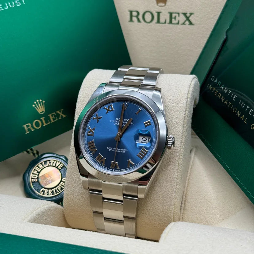 【1:1 Super Clone】 Datejust 41mm 126300 Blue Roman Oyster Stainless Steel Watch