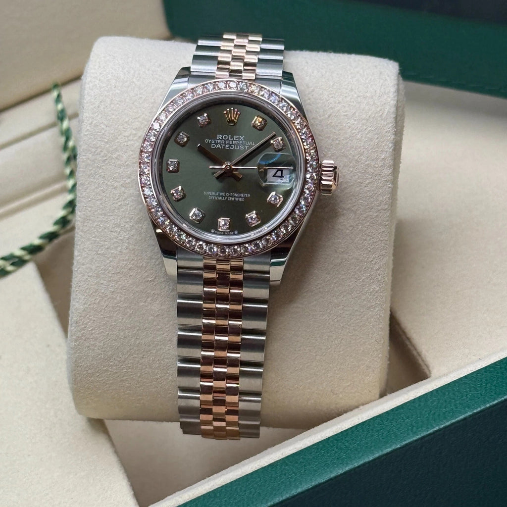 【1:1 Super Clone】 Lady-Datejust 28mm 279381RBR Green Diamond Dial Oyster Bracelet