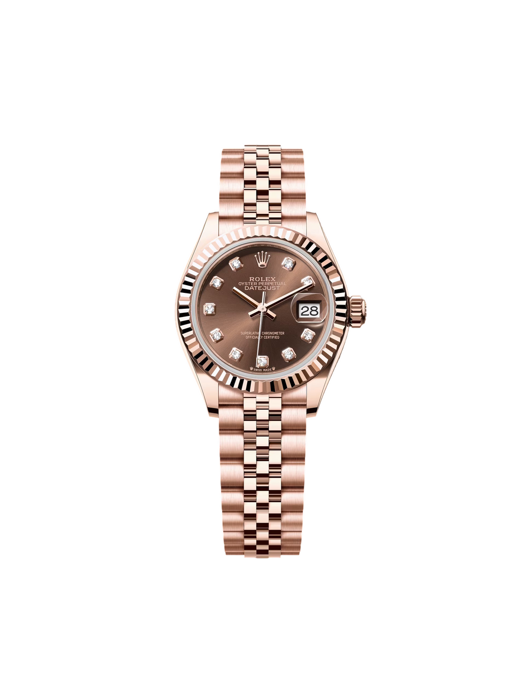 【1:1 Super Clone】 Lady-Datejust 28mm 279175 Chocolate Diamond-Set Dial President Everose Gold