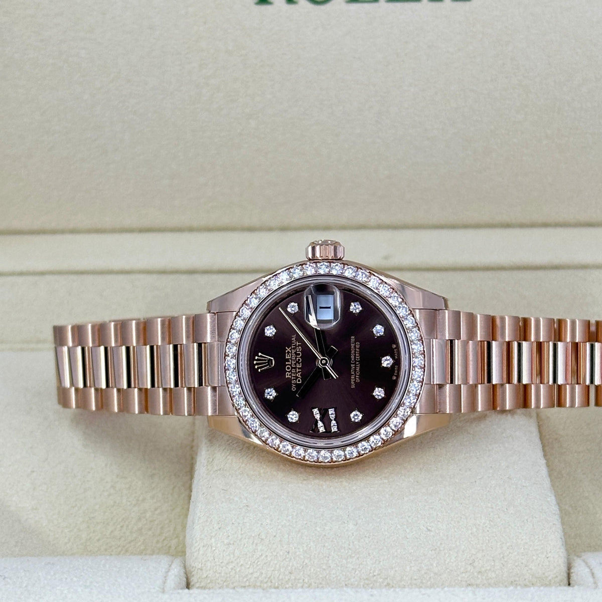 【1:1 Super Clone】  Lady-Datejust 28mm 279135RBR Chocolate Diamond Dial Jubilee Bracelet