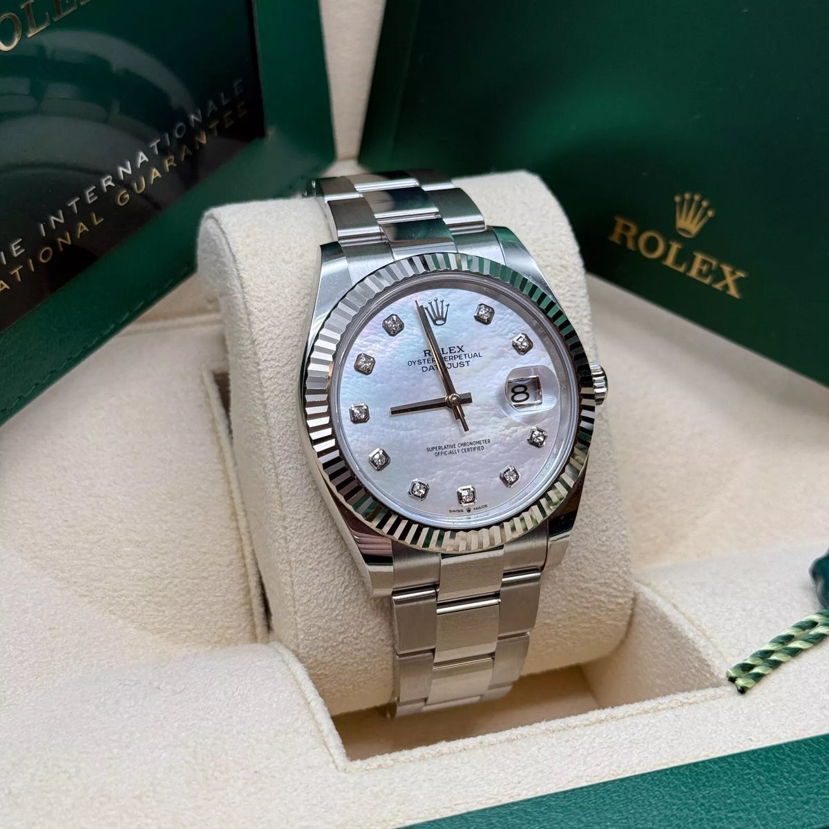 【1:1 Super Clone】  Datejust 41 Mother of Pearl Diamond Stainless Steel Fluted Oyster - 126334