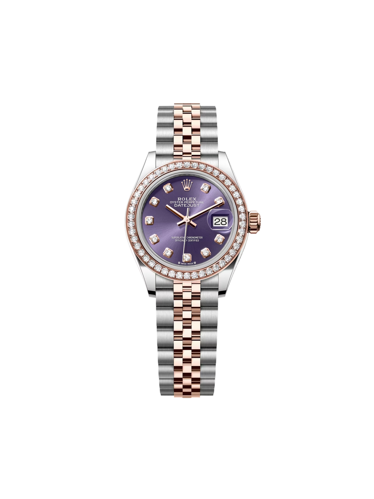 【1:1 Super Clone】 Lady-Datejust 28mm 279381RBR Aubergine Diamond Dial Oyster Bracelet