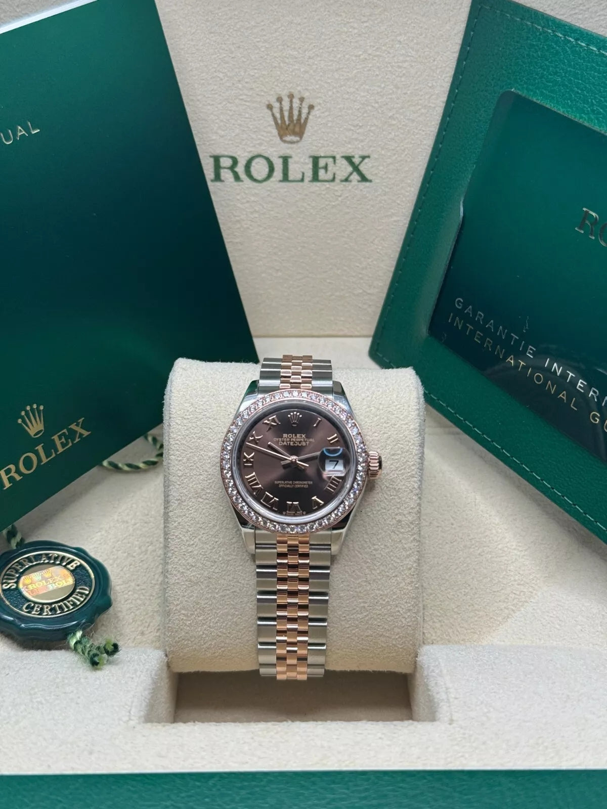 【1:1 Super Clone】 Lady-Datejust 28mm 279381RBR Chocolate Roman Dial Oyster Bracelet