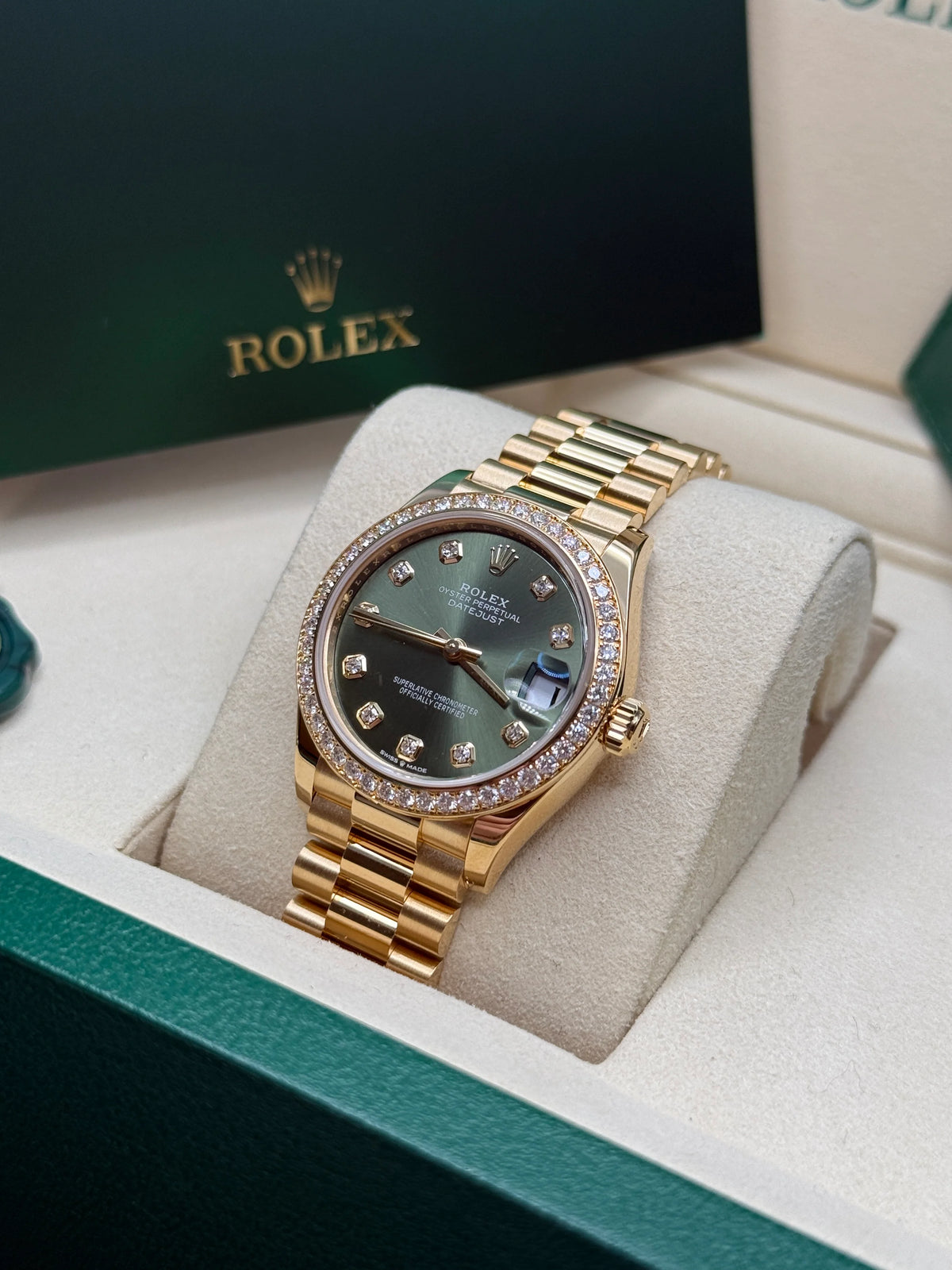 【1:1 Super Clone】 Datejust m278288RBR-0007 Olive Green 31mm Dial President Bracelet Watch