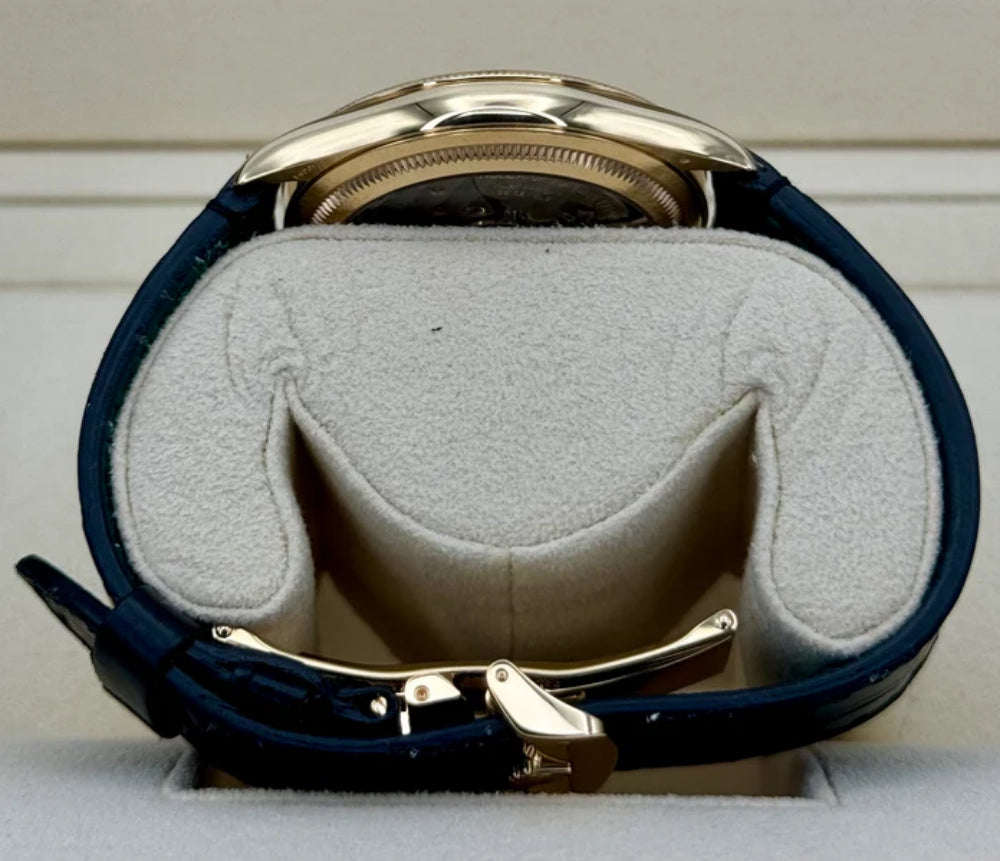 【1:1 Super Clone】Rolex 1908 Yellow Gold Black Dial Black Alligator Strap - 52508-0002