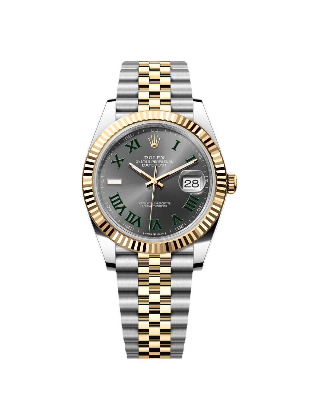 【1:1 Super Clone】  Datejust 41mm 126333 Two-Tone Yellow Gold Fluted Bezel "Wimbledon" Dial Oyster