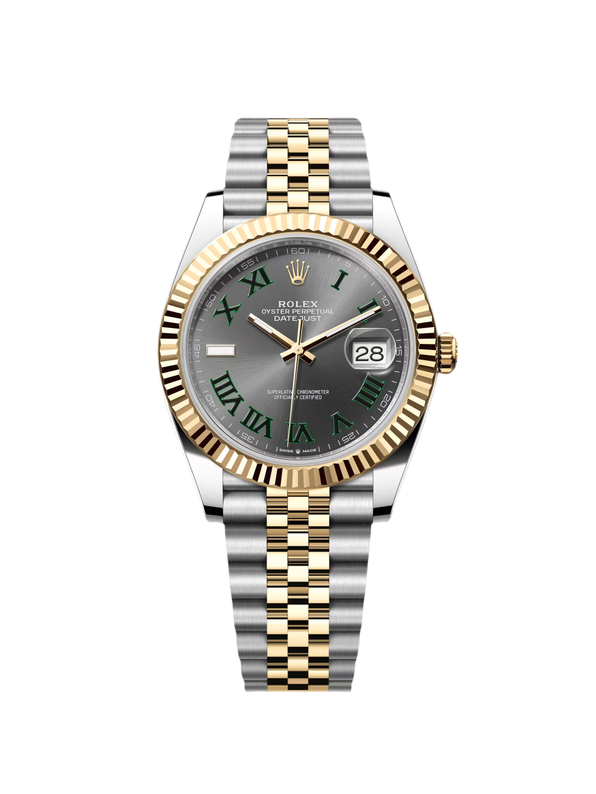 【1:1 Super Clone】  Datejust 41mm 126333 Two-Tone Yellow Gold Fluted Bezel "Wimbledon" Dial Oyster