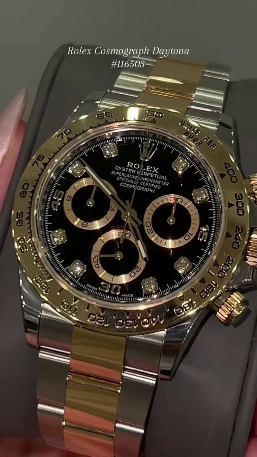 🔥Hot Sale🔥【1:1 Super Clone】Rolex Daytona 116503 Yellow Gold Stainless Steel Black Diamond Dial