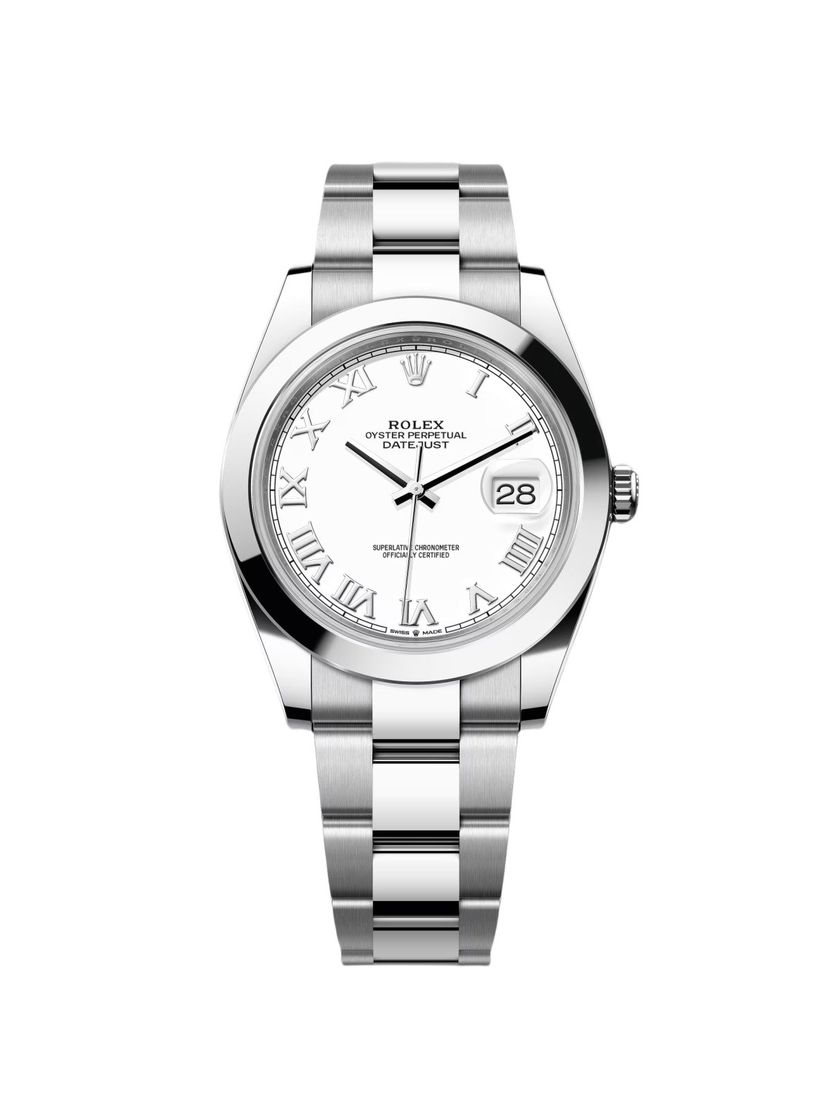 【1:1 Super Clone】 Datejust 41mm Smooth Bezel White Roman Dial Jubilee - 126300