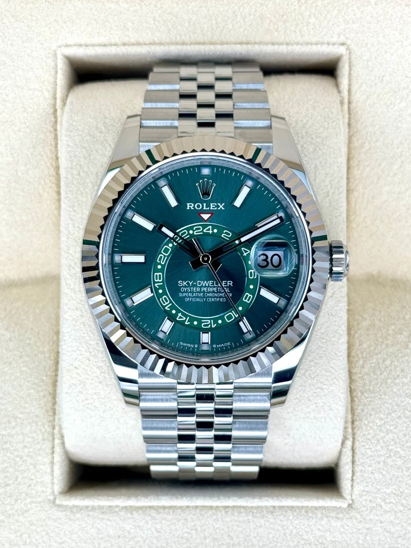 【1:1 Super Clone】  Sky-Dweller 42mm 336934-0001/0002 Stainless Steel Green Dial Oyster