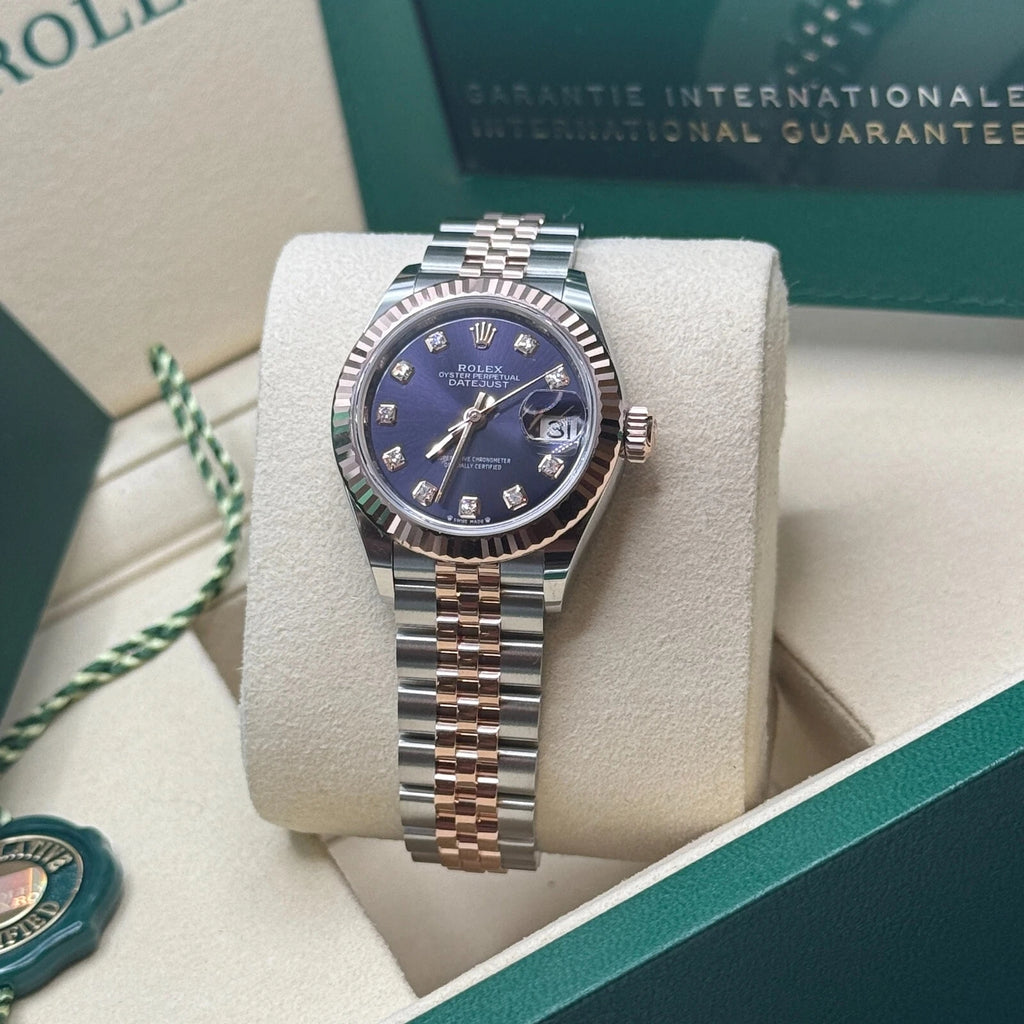 【1:1 Super Clone】 Lady-Datejust 28mm 279171 Aubergine Diamond Oyster Stainless Steel and Rose Gold