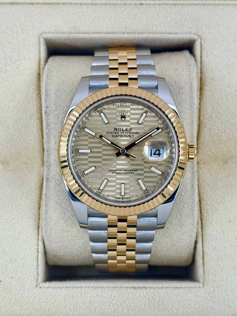 【1:1 Super Clone】  Datejust 41mm Swiss Replica Watch | Two Tone Jubilee Bracele Champagne Fluted Dial Ref 126333