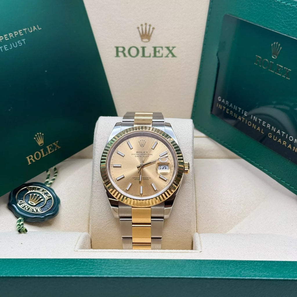 【1:1 Super Clone】  Datejust 41mm 126333 Champagne Index Jubilee Steel and Yellow Gold Mens Watch