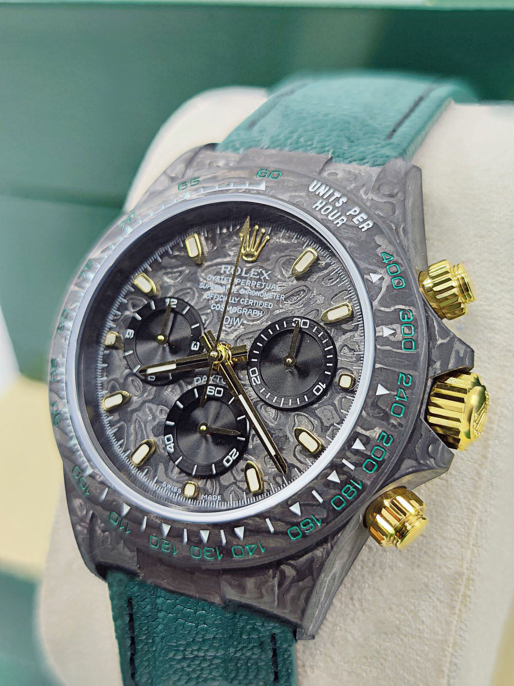 【1:1 Super Clone】Rolex Cosmograph Daytona DIW Carbon Emerald Green Super Clone Swiss Replica Watch | Custom Made Limited Edition |