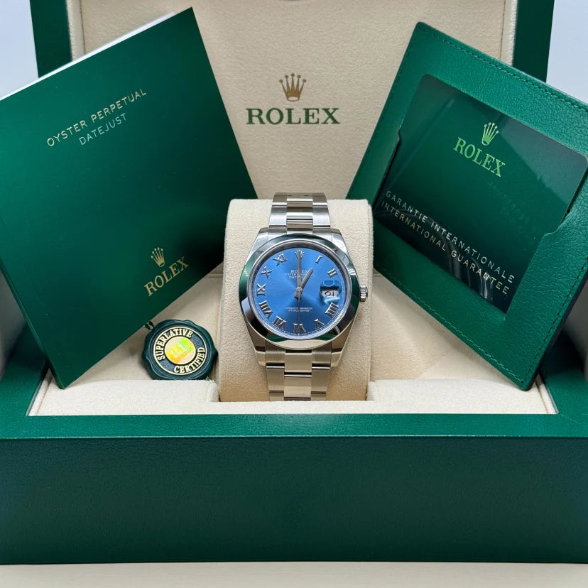 【1:1 Super Clone】 Datejust 41mm 126300 Blue Roman Oyster Stainless Steel Watch