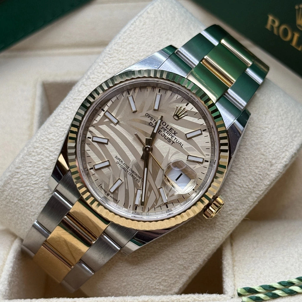 【1:1 Super Clone】  Datejust 36mm 126233 Golden Palm Motif Dial Jubilee Bracelet Watch