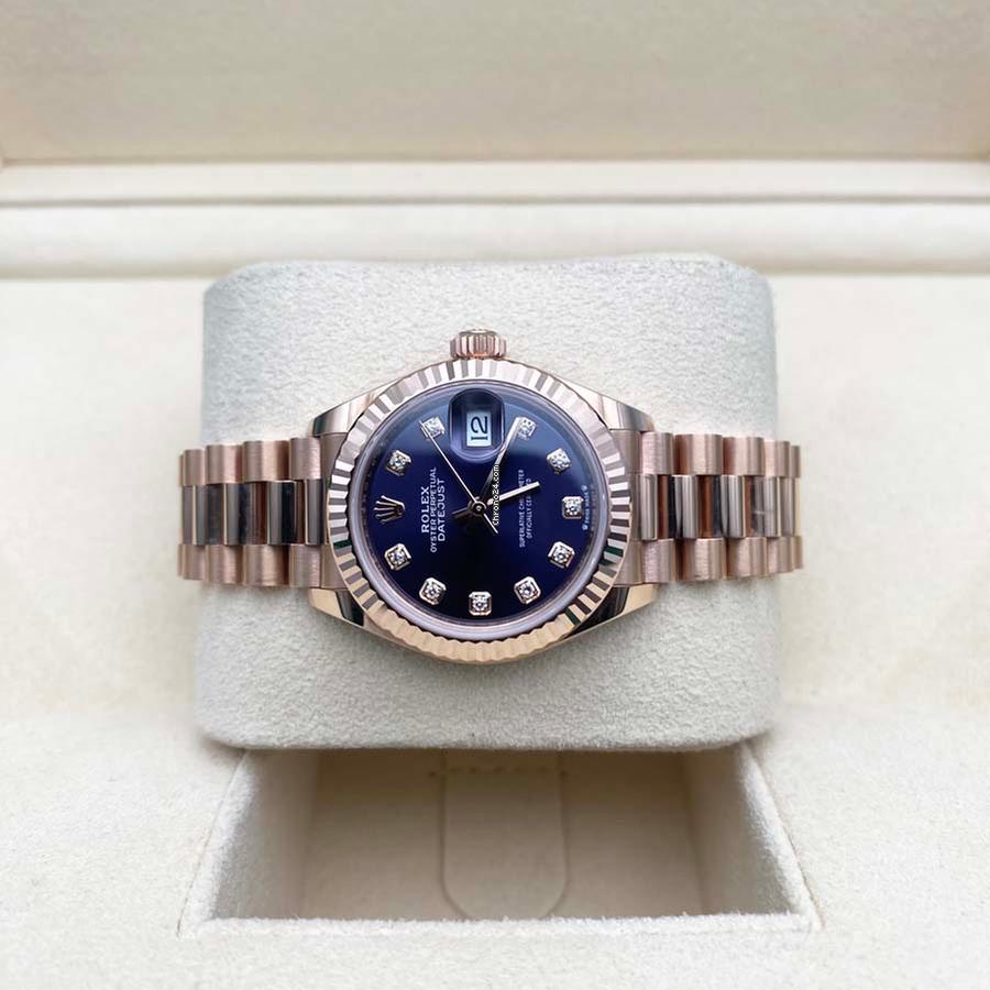 【1:1 Super Clone】 Lady-Datejust 28mm 279175 Aubergine Diamond-Set Dial President Everose Gold