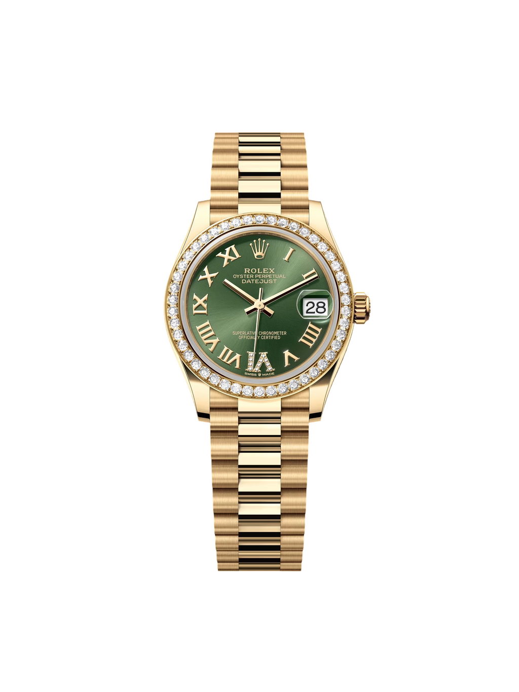 【1:1 Super Clone】 Datejust m278288RBR-0024 Olive Green 31mm Dial President Bracelet Watch