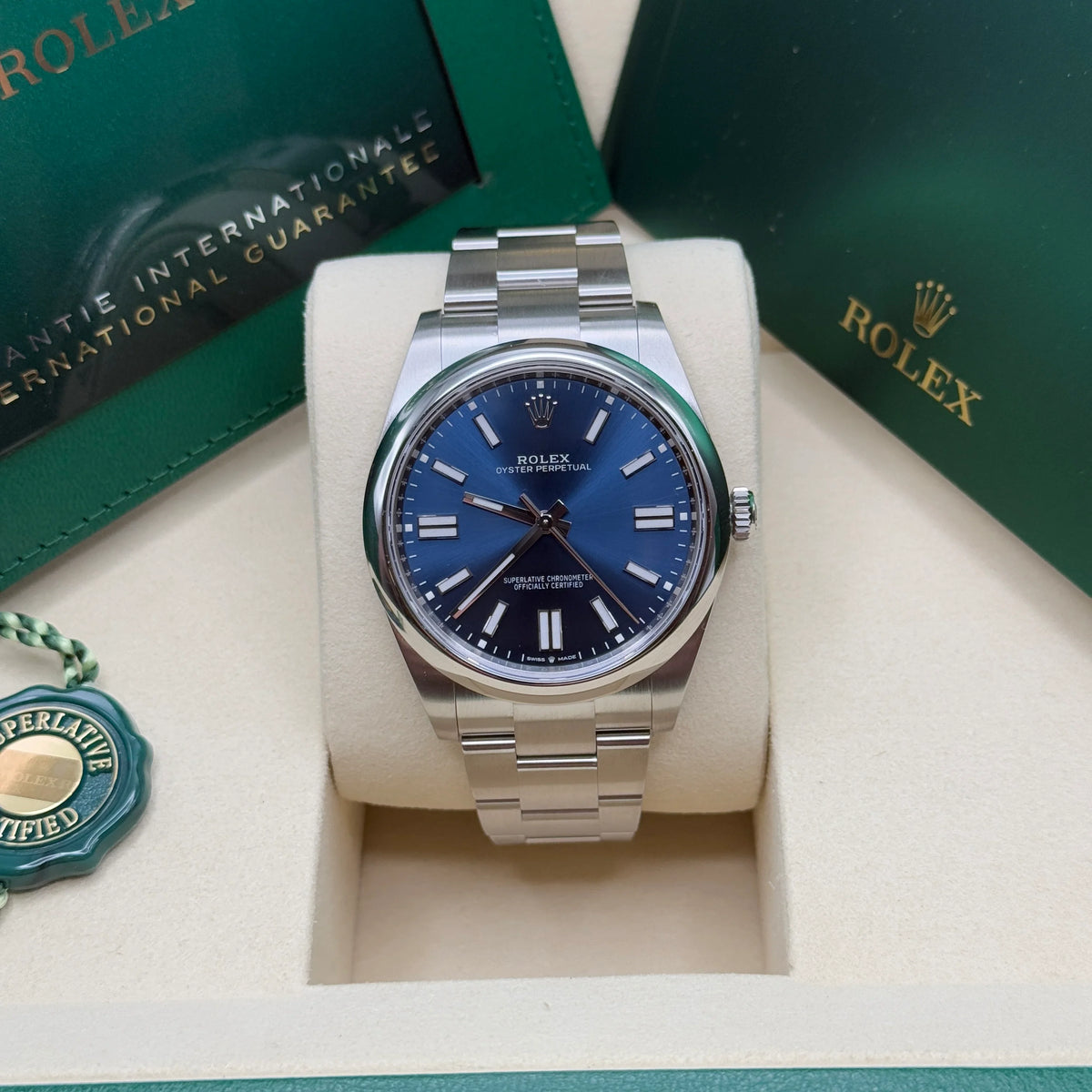 【1:1 Super Clone】 Oyster Perpetual 41mm 124300-0003 Oyster Perpetual Stainless Steel Blue Index Dial Watch