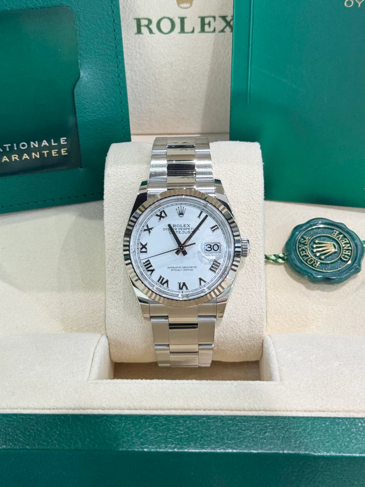 【1:1 Super Clone】  Datejust 36mm 126234 White Roman Dial Oyster Stainless Steel Mens
