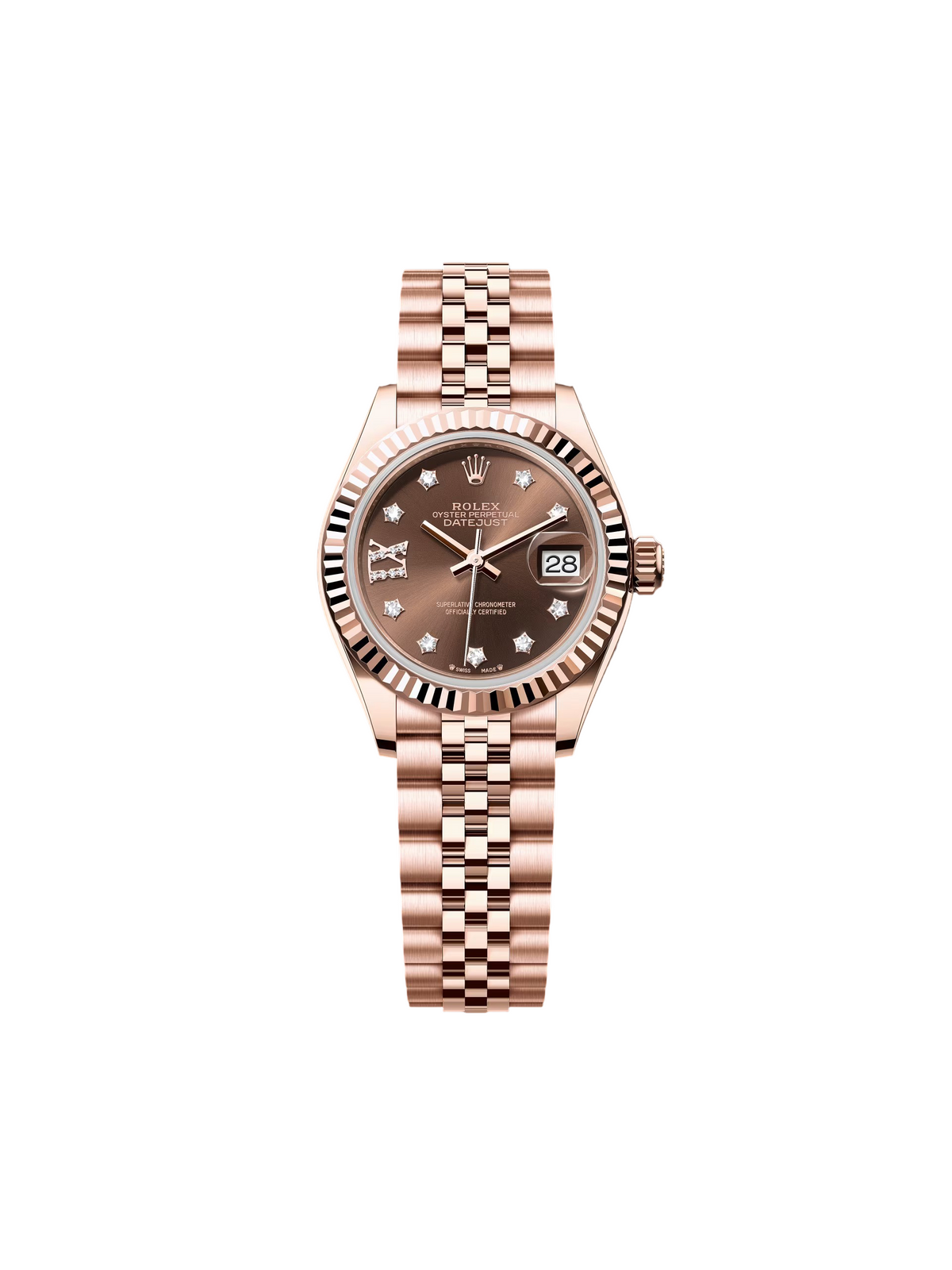 【1:1 Super Clone】 Lady-Datejust 28mm 279175 Chocolate Diamond-Set Dial President Everose Gold